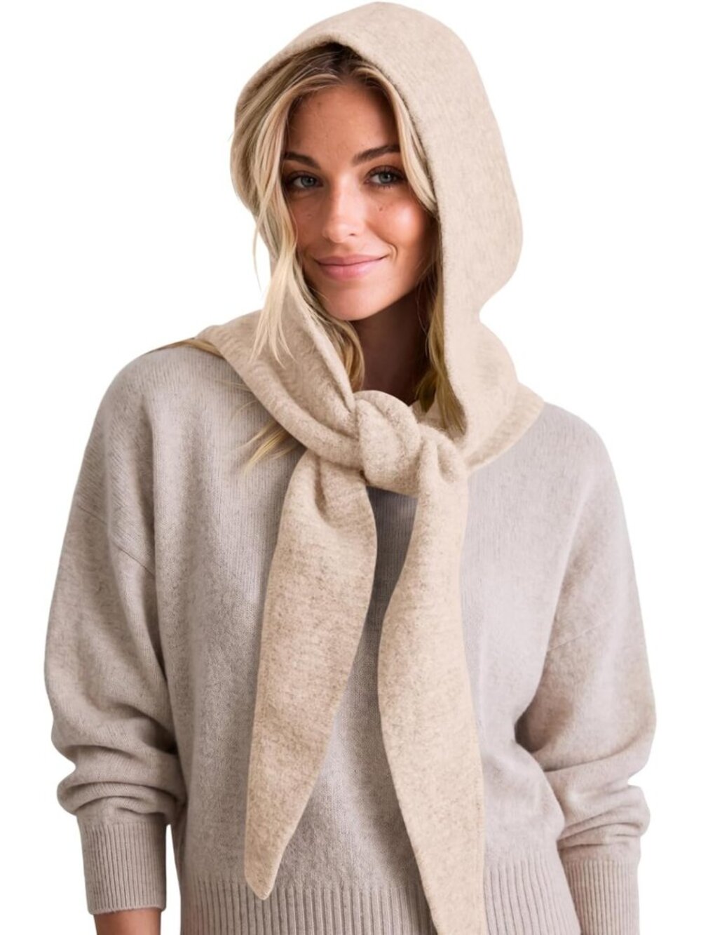 Cozy 2-in-1 Knit Beanie & Scarf Set | Soft Hooded Neck Warmer for Fall/Winter